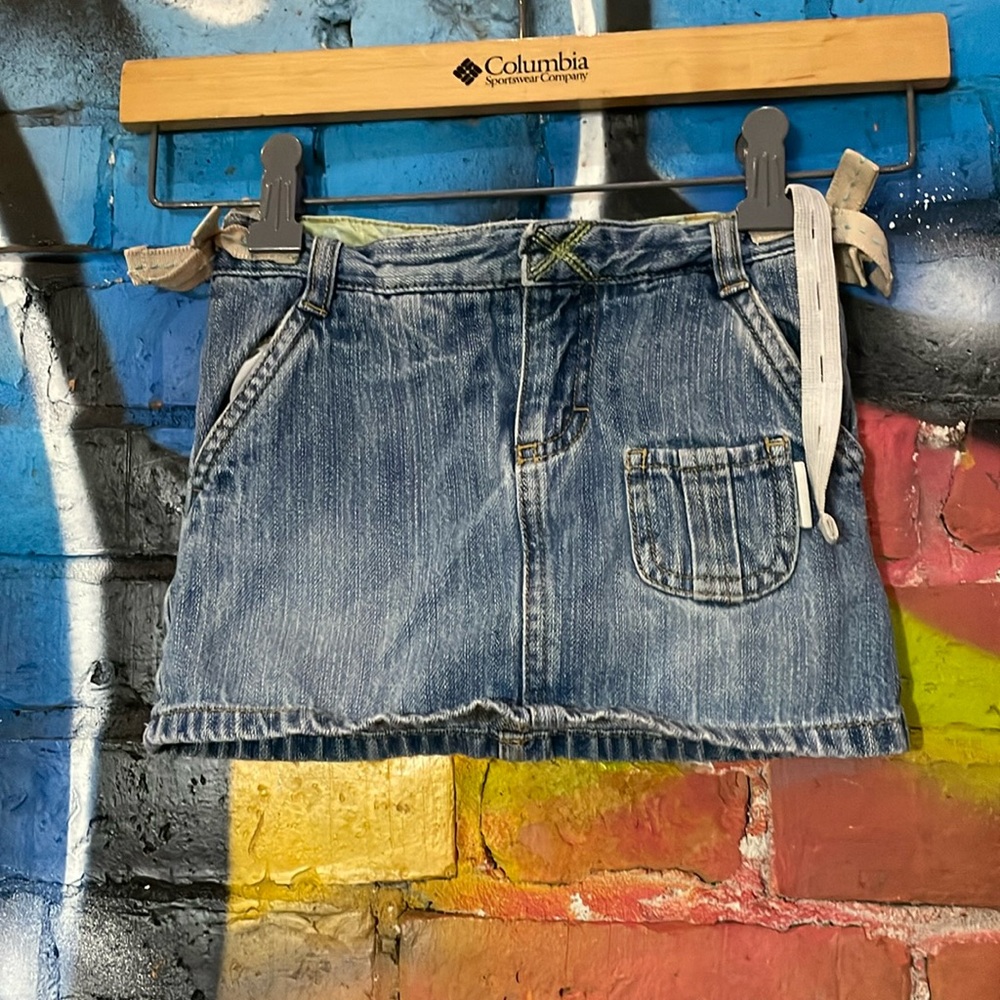 OSHKOSH-toddler girl blue cotton decor-belt blend denim short mini jean skort